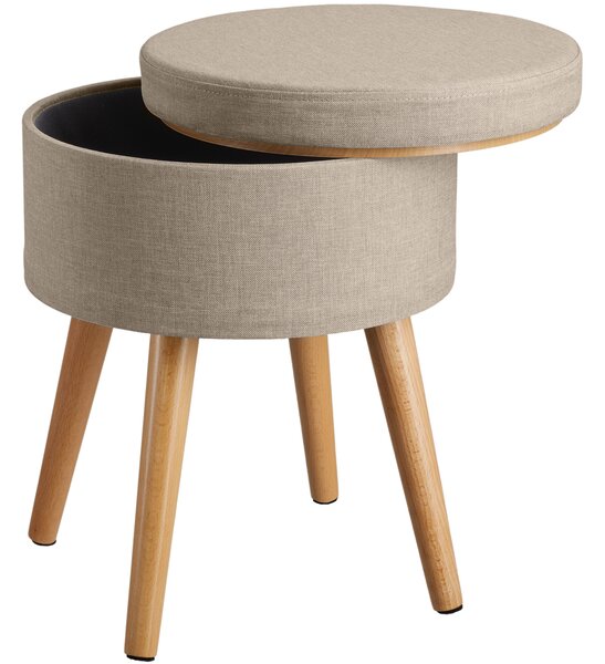 Tectake 403972 stool yara upholstered chair with storage space in linen look - sand