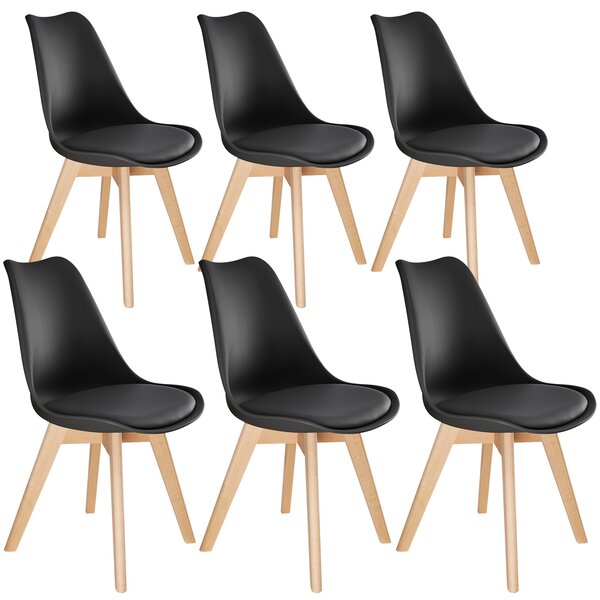 Tectake 403817 egg dining chairs frederikke | set of 6 - black