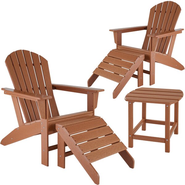 Tectake 404168 rustic garden set | 2 chair, 2 footrest, 1 table - brown