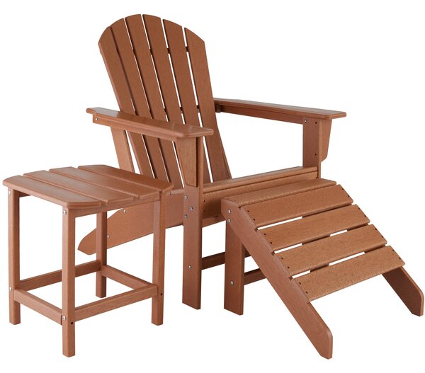 Tectake 404164 rustic garden set | 1 chair, 1 footrest, 1 table - brown