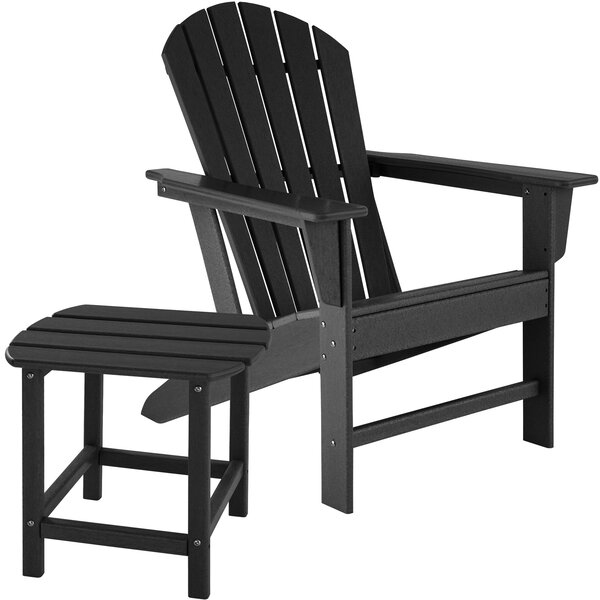 Tectake 404171 garden chair with side table | weatherproof garden furniture set - black