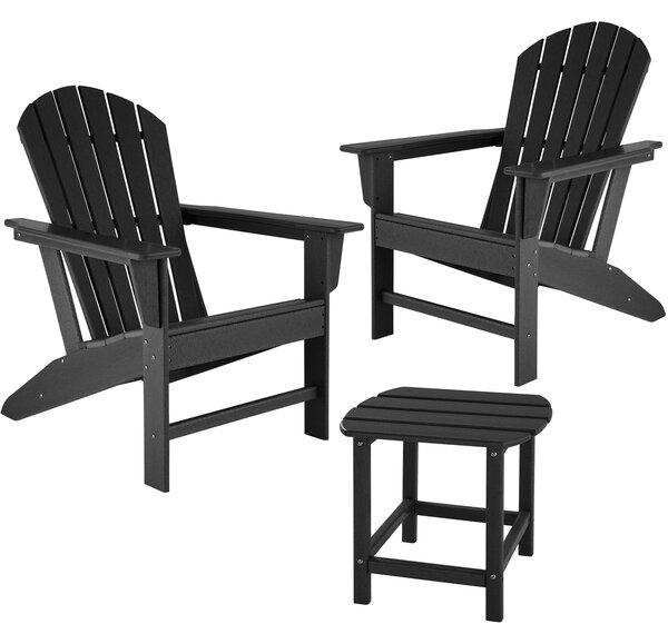 Tectake 404175 garden table and chairs set | 2 weatherproof chairs and side table - black