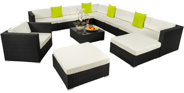 Tectake 403839 rattan garden sofa set las vegas | 11 seats, 1 table - black