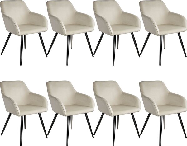 Tectake 404049 accent chair marilyn | set of 8 with black legs - cream/black
