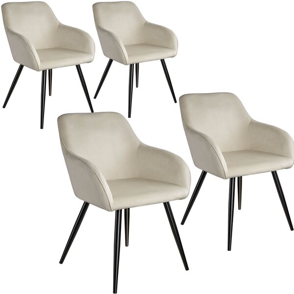 Tectake 404047 accent chair marilyn | set of 4 with black legs - cream/black