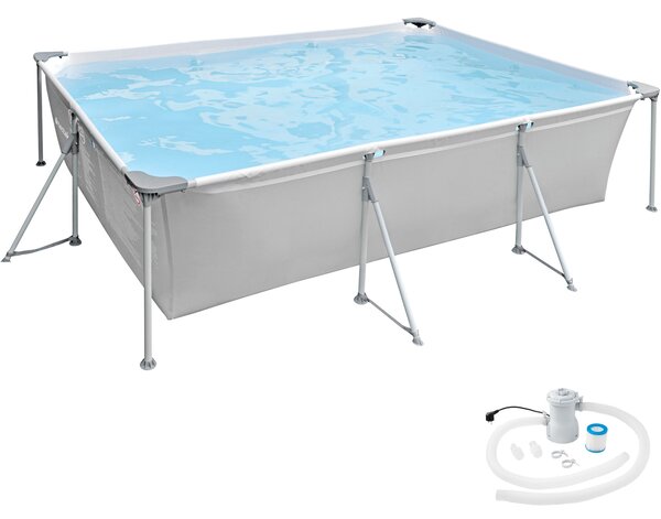 Tectake 402894 swimming pool rectangular with pump 300 x 207 x 70 cm - grey