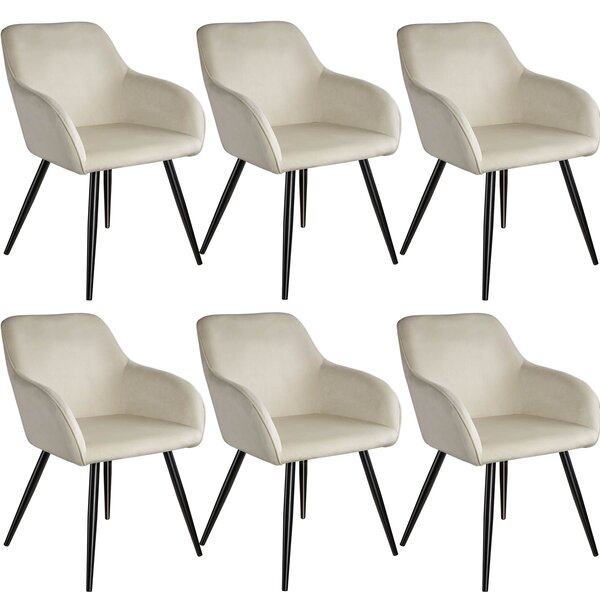 Tectake 404048 accent chair marilyn | set of 6 with black legs - cream/black