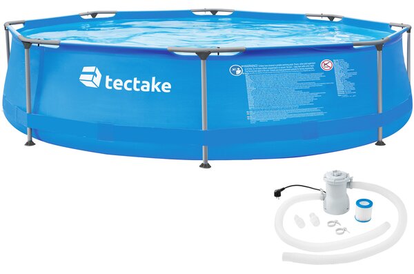 Tectake 402895 swimming pool round with pump ø 300 x 76 cm - blue
