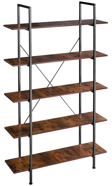 Tectake 404150 ladder shelf glasgow | 5 slim shelves - industrial dark