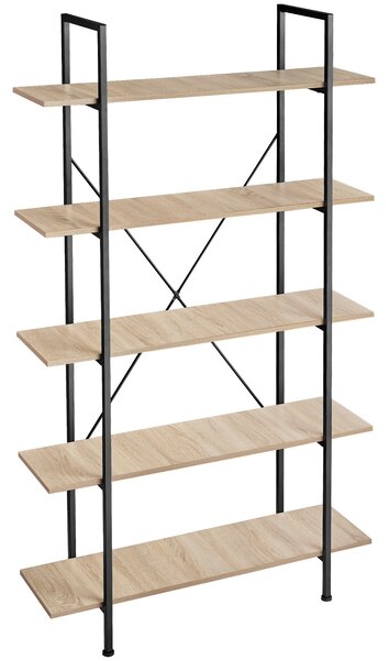 Tectake 404151 ladder shelf glasgow | 5 slim shelves - industrial wood light, oak sonoma