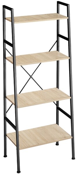 Tectake 404149 ladder shelf liverpool | 4 shelves - industrial wood light, oak sonoma
