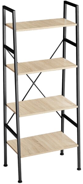 Tectake 404147 ladder shelf newcastle | 4 shelves - industrial wood light, oak sonoma