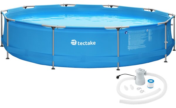 Tectake 402896 swimming pool round with pump ø 360 x 76 cm - blue