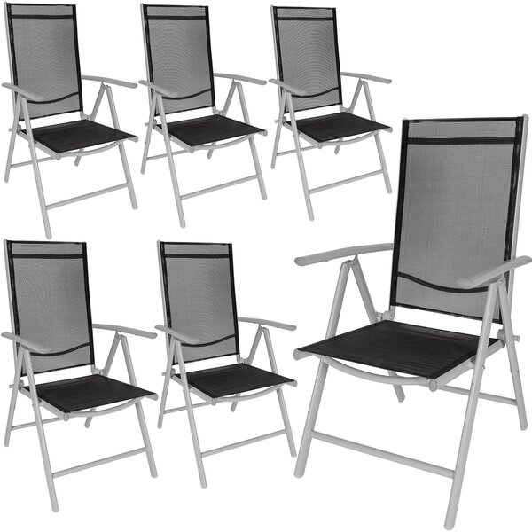 Tectake 404364 6 aluminium garden chairs - black/silver