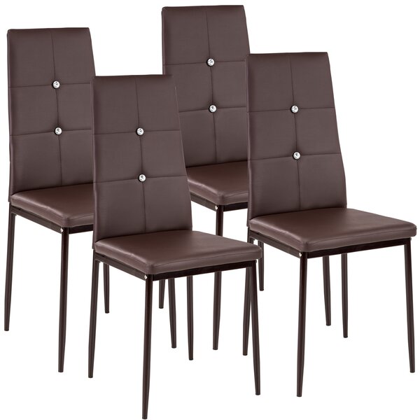 Tectake 402548 4 dining chairs with rhinestones - cappuccino