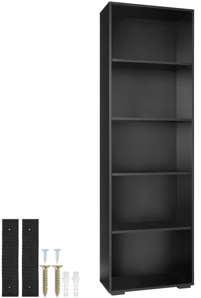 Tectake 404138 bookshelf lexi | bookcase with 5 shelves - black