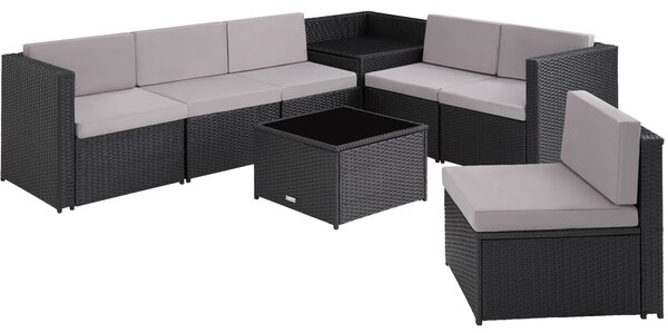 Tectake 404233 garden corner set verona | 6 seats, 1 table - black