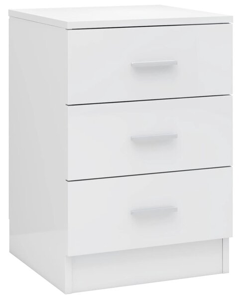 Bedside Cabinet High Gloss White 38x35x56 cm Engineered Wood