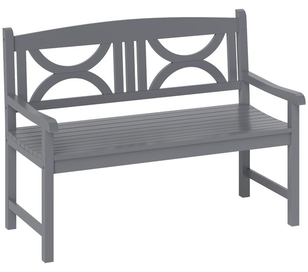 Outsunny 2-Seater Wooden Garden Bench Outdoor Patio Loveseat for Porch, Grey
