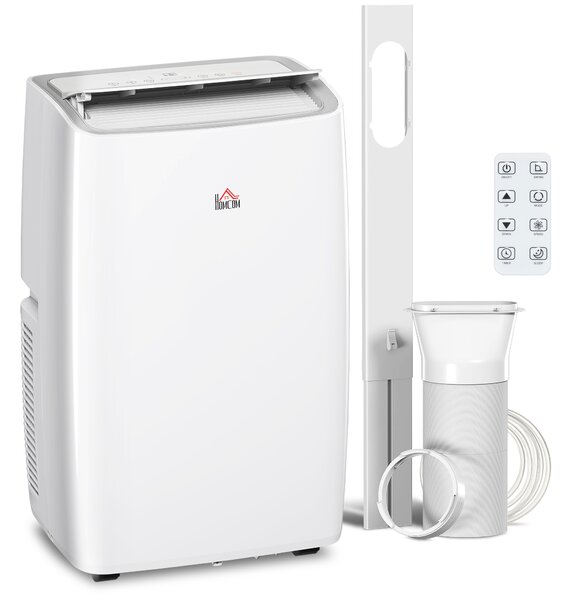 HOMCOM 12,000 BTU Portable Air Conditioner Dehumidifier Cooling Fan for Room up to 25m², w/ Remote, LED Display, Window Mount Kit, White Aosom UK