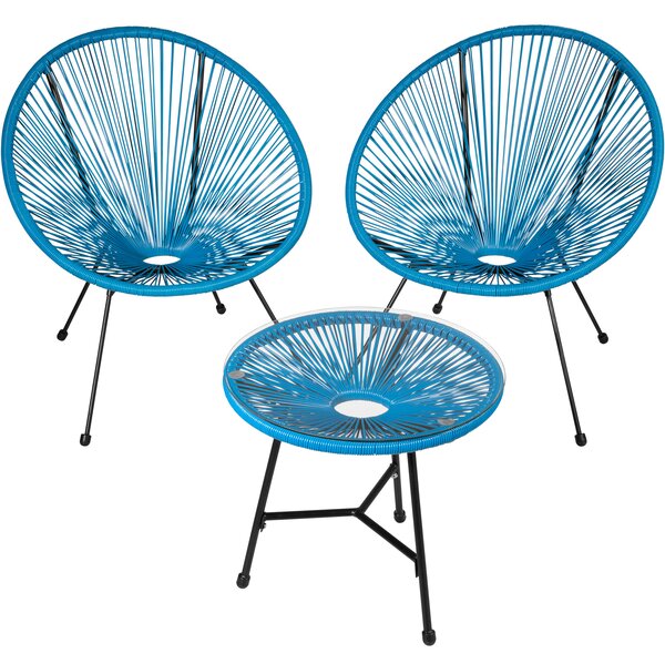 Tectake 404414 bistro set santana | 2 chairs, 1 table - blue