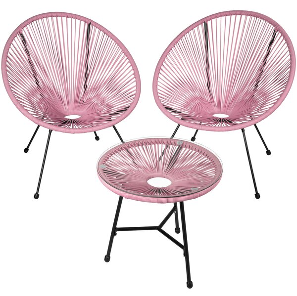 Tectake 404412 bistro set santana | 2 chairs, 1 table - pink