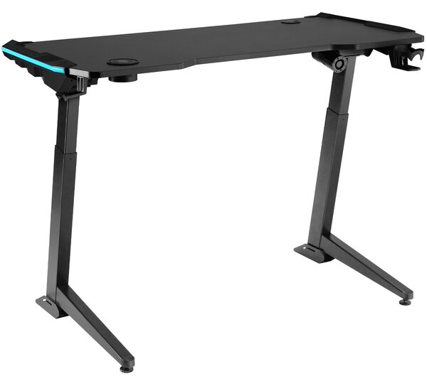 Tectake 404317 gaming desk | electrically height adjustable w/led strips (72-121cm tall) - black