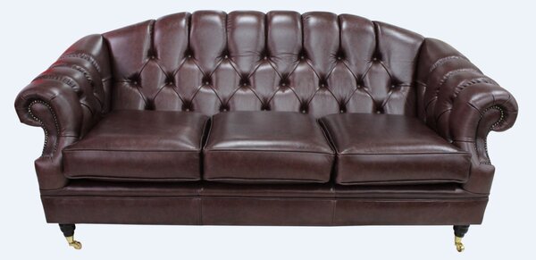 Chesterfield 3 Seater Old English Dark Brown Leather Sofa Settee Bespoke In Victoria Style