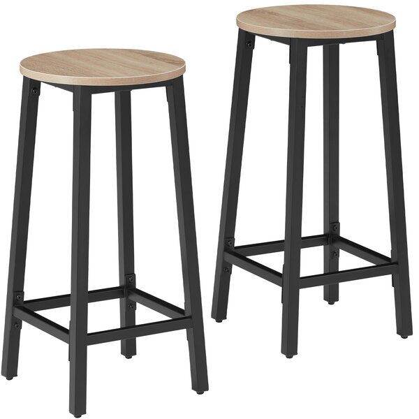 Tectake 404333 2 bar stools corby - industrial wood light, oak sonoma