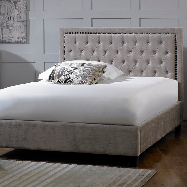 Rhea Velvet Upholstered Bed Frame Grey