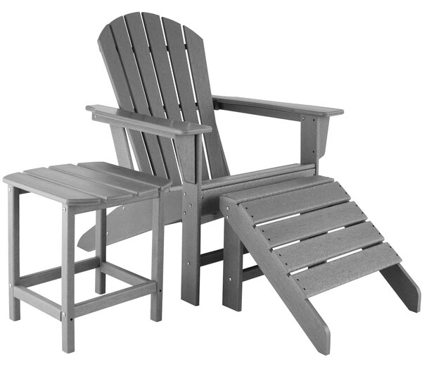 Tectake 404613 rustic garden set | 1 chair, 1 footrest, 1 table - light grey