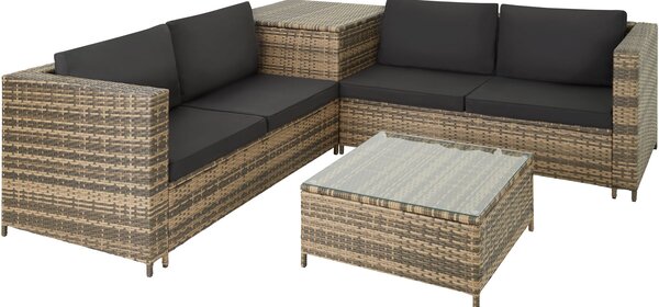 Tectake 404627 rattan garden furniture lounge siena - nature/dark grey
