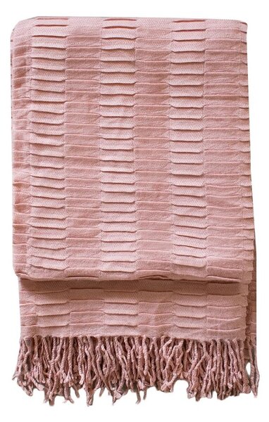 Delia Pleat Textured Throw in Pale Pink