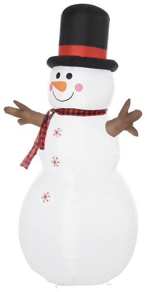 HOMCOM 6ft/1.82m Tall Giant Outdoor Indoor Inflatable Snowman Christmas Decoration for Lawn with Hat Scarf LED Lights