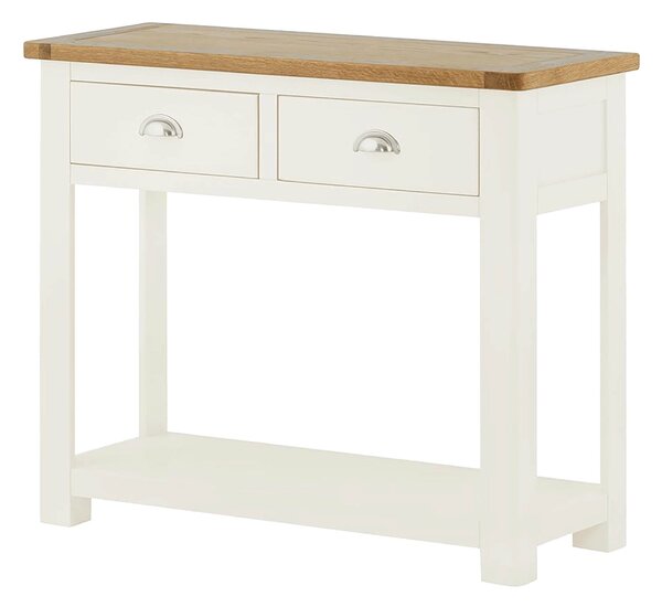 Padstow White Console Table, Drawers, Hallway Stand, Solid Wood | Oak