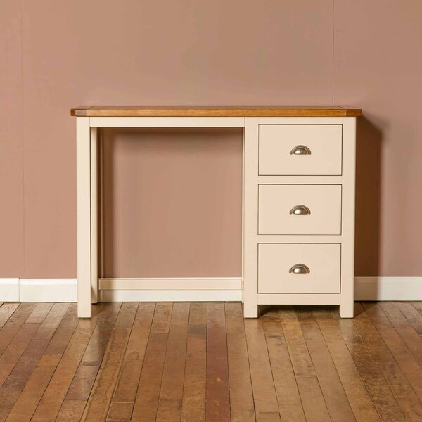 Padstow Cream Dressing Table with Drawers, Oak Top | Solid Wood