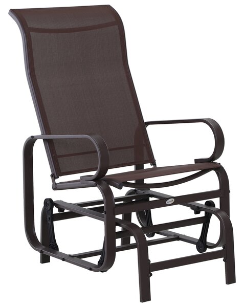 Outsunny Outdoor Gliding Rocking Chair with Sturdy Metal Frame Garden Comfortable Swing Chair for Patio, Backyard and Poolside, Brown