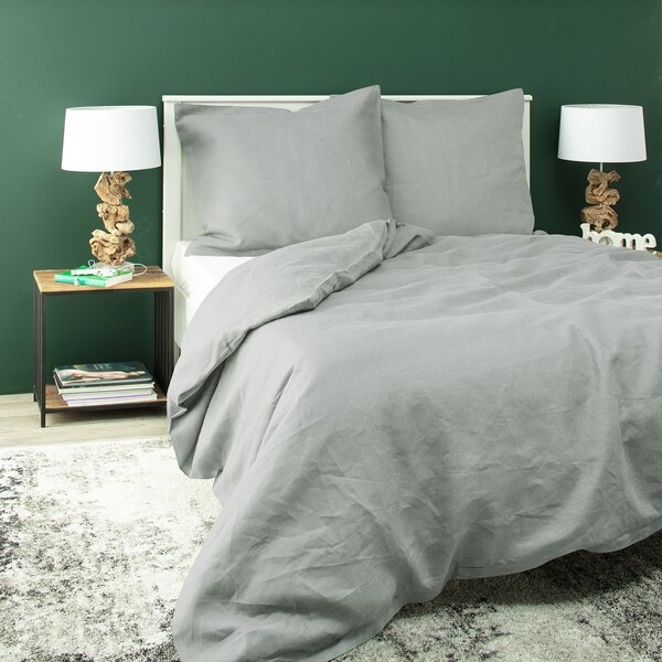 Linen bed clothing 160x200 light grey