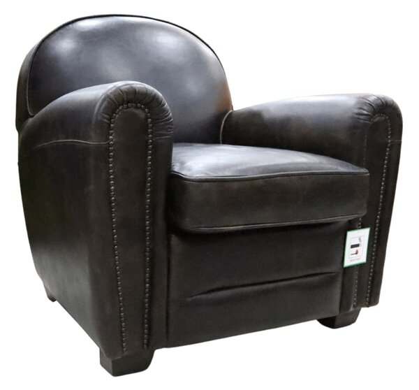Vintage Handmade Club Chair Distressed Tobacco Brown Real Leather