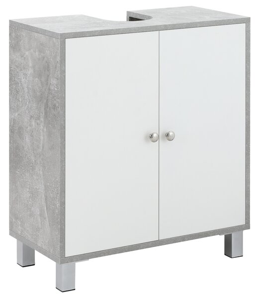 Kleankin Under-Sink Vanity Unit: Adjustable Shelving for Bathroom Storage, White & Grey