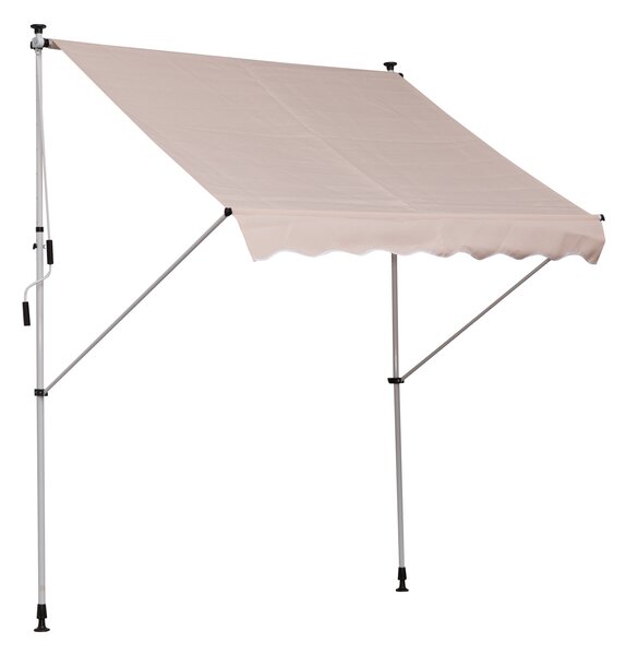 Outsunny 2x1.5m Garden Patio Manual Awning Canopy Sun Shade Shelter Adjustable Aluminium Frame Awning Beige