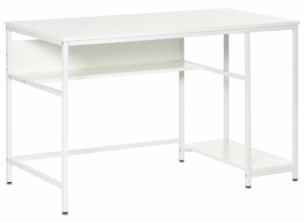 HOMCOM Home Compact Small Computer Desk Writing Study Table Office PC Workstation Gaming Studying with Storage Shelf, White
