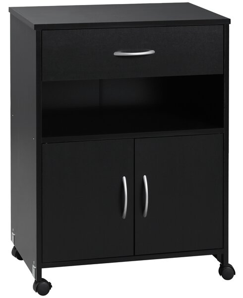 Vinsetto Mobile Printer Cabinet: Ample Storage, Open Shelf, Drawer, Black