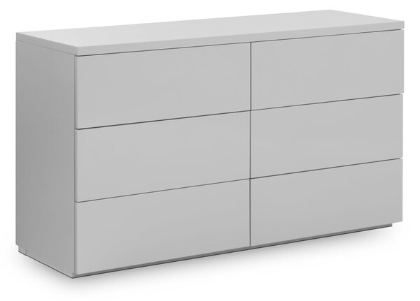 Quebec 6 Drawer Wide Chest - Grey Gloss
