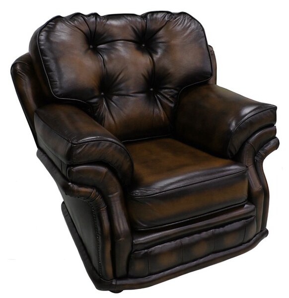 Chesterfield 1 Seater Armchair Antique Tan Real Leather In Knightsbr­idge Style
