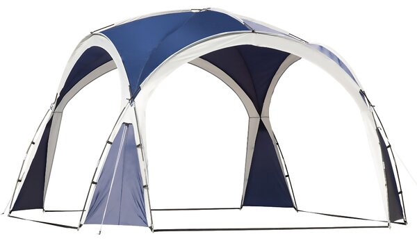 Outsunny 3.5 x 3.5M Gazebo Outdoor Marquee Tent Garden Sun Shelter Patio Spire Arc Pavilion Camp Sun Shade Blue and Grey