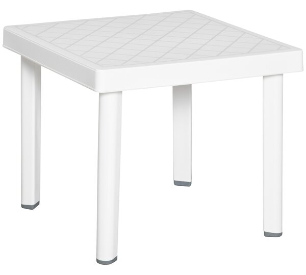 Outsunny Modern Outdoor Side Table, Square Garden Coffee End Table, Perfect for Drinks and Snacks, Stylish White