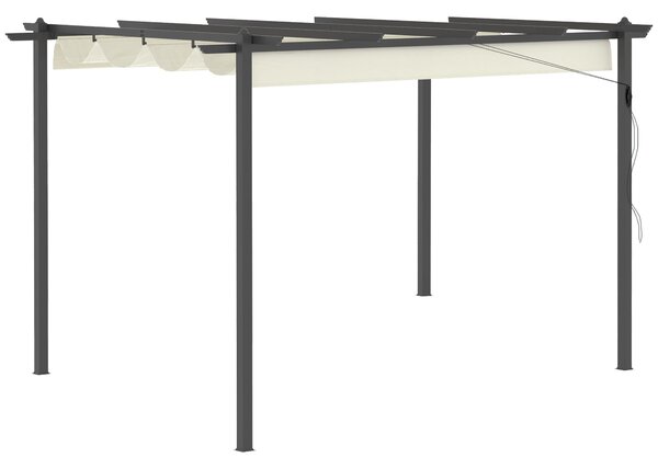 Outsunny 4 x 3(m) Aluminum Pergola Gazebo Garden Shelter with Retractable Roof Canopy for Outdoor, Patio, Cream White