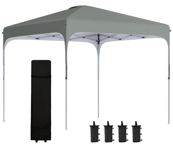 Outsunny Pop Up Gazebo 3x3m, Foldable Canopy Tent, Carry Bag with Wheels, 4 Leg Weight Bags, Outdoor Garden Patio Party, Dark Grey
