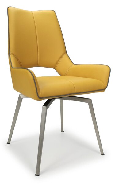 Mackerel Leather Effect Yellow Chair